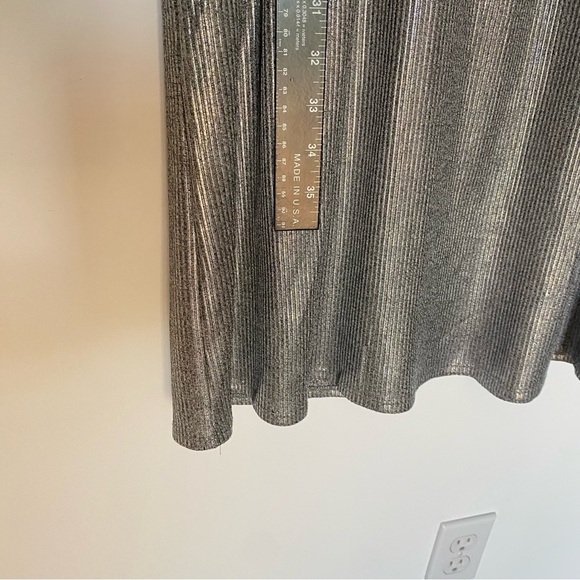 Dolan Anthropologie Silver Metallic Midi Dress Drawstring Waist, Ribbed Sz S - Picture 15 of 15